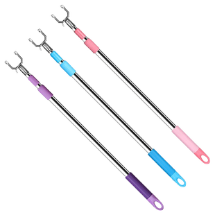 撑衣杆不锈钢可伸缩加长铝合金属丫叉头阳台家用服装店取挑衣服杆