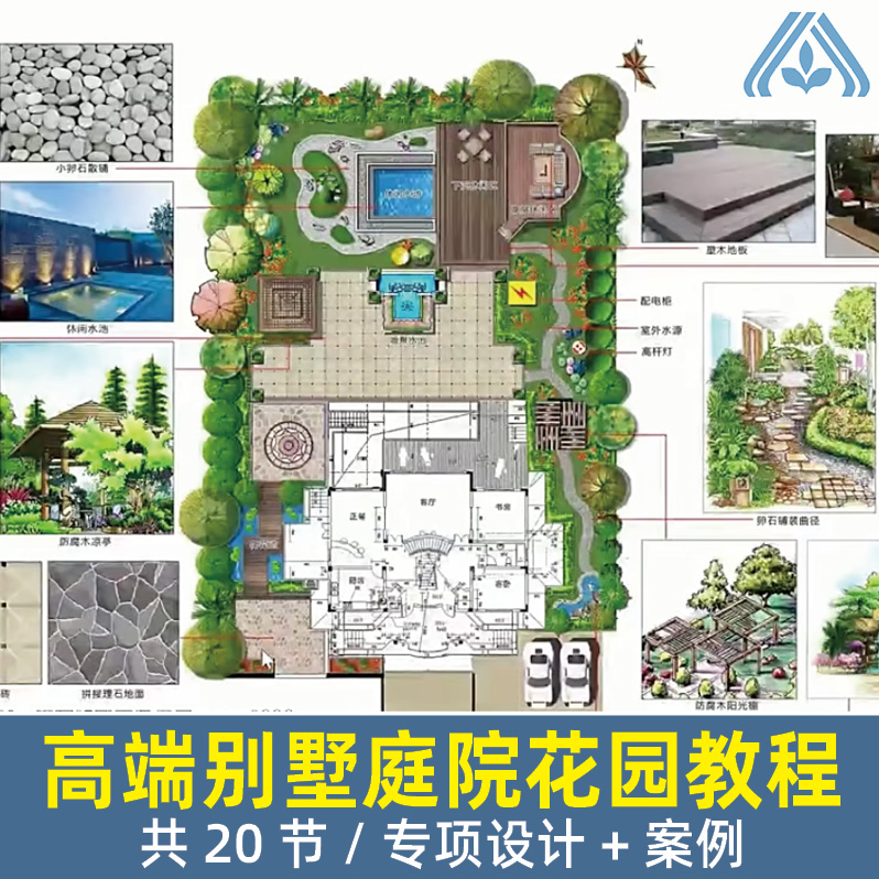 室内设计高端别墅庭院私家花园景观课程住宅花园全案构思视频教程