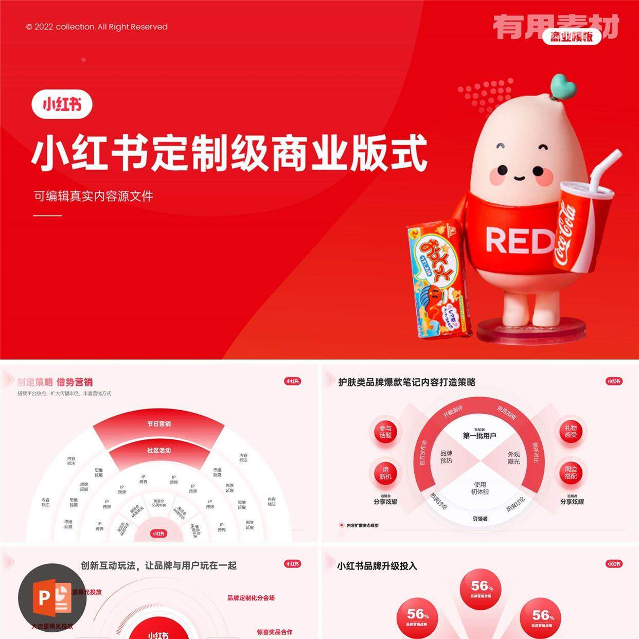 【ppt-002】31页互联网小红书商业计划书品牌介绍ppt模板q宝素材