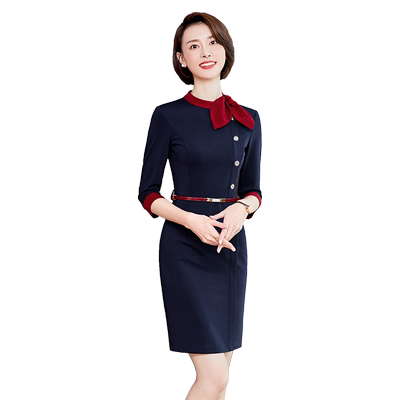秋冬装正装空姐制服售楼部工作服高端职业连衣裙女前台工装包臀裙