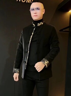 男士中国风唐装盘扣羽绒外套