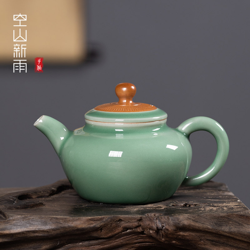 龙泉青瓷泡茶壶单壶纯手工跳刀陶瓷仿古壶家用功夫茶具小茶壶创意