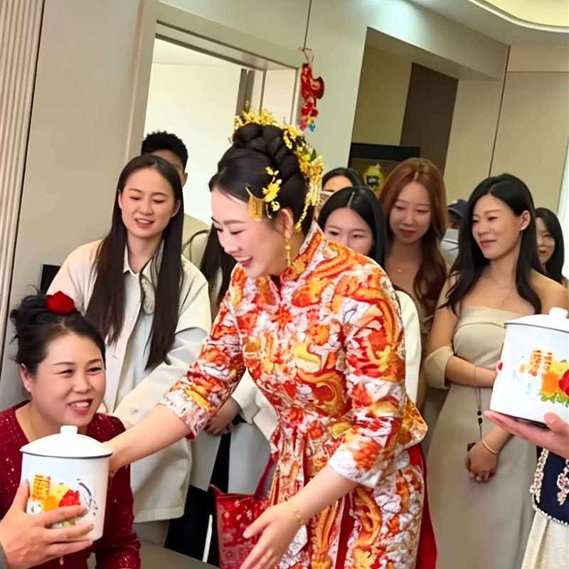 结婚敬茶杯新婚创意超大号带盖搪瓷杯闺蜜送新人礼物双喜花卉茶缸