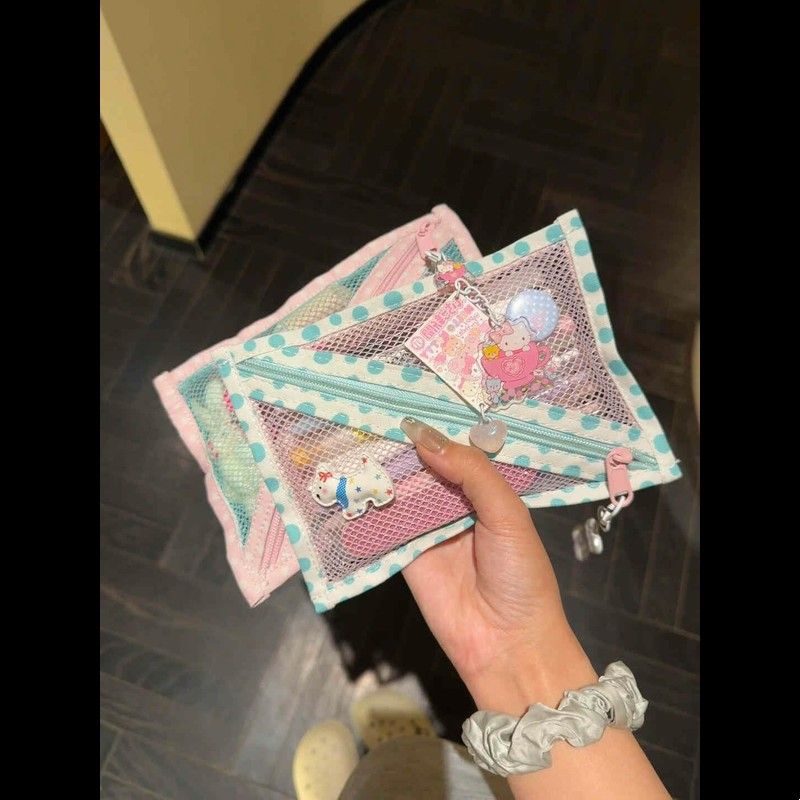 娜娜同款波点网格收纳包外出便携数据线耳机收纳包高颜值ins小包