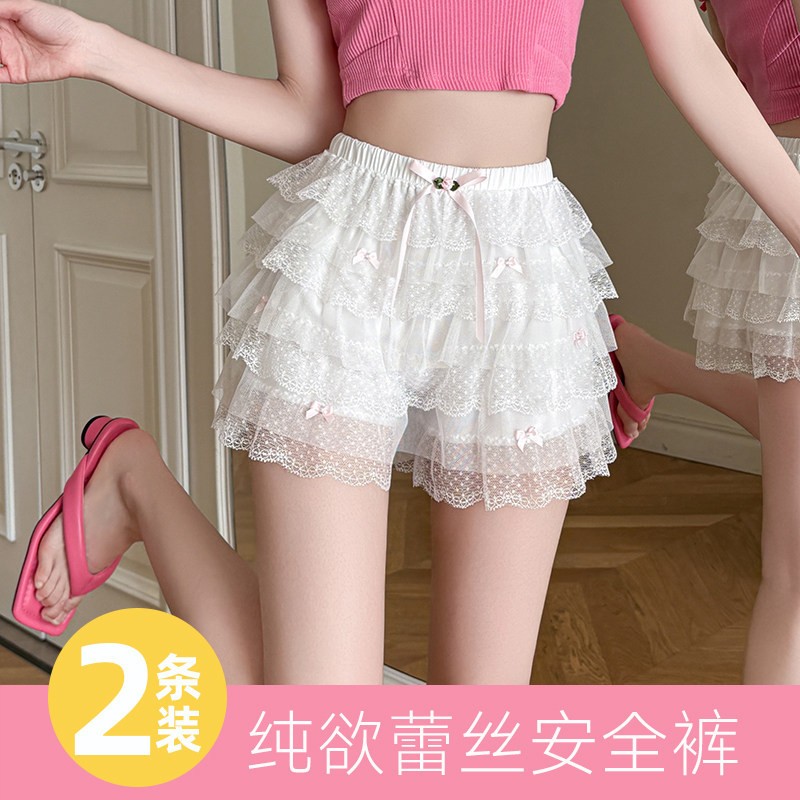 安全裤女可外穿蝴蝶结蕾丝jk打底裤短裤宽松夏季薄款蓬蓬裙撑2026