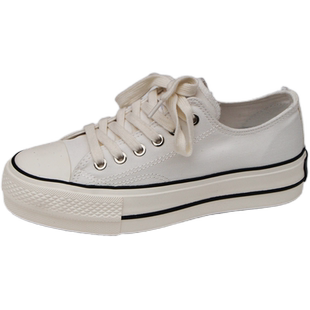 环球帆布鞋女2026新款春季小白鞋厚底女鞋休闲鞋女款板鞋白色球鞋