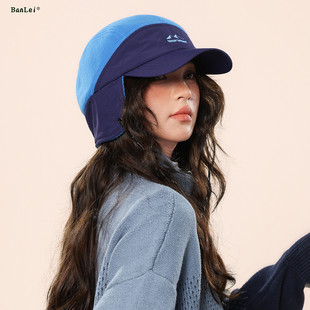 日系拼色摇粒绒雷锋帽子男女护耳毛绒棒球帽冬季滑雪保暖飞行帽潮