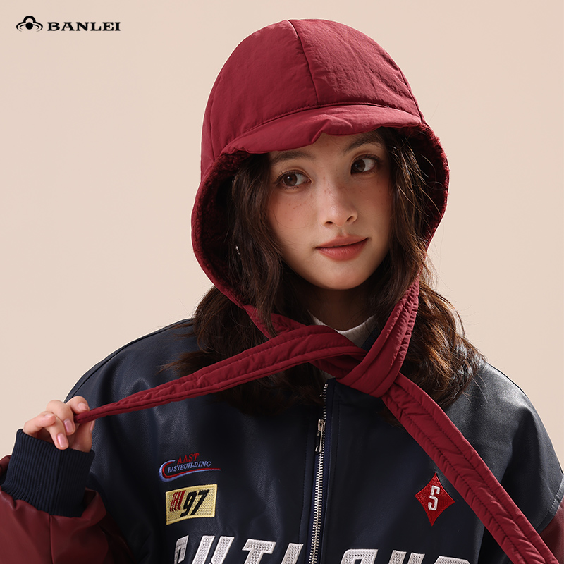 羽绒棉系带雷锋帽子女冬季2024款保暖防寒韩版时尚护耳帽ins冷帽