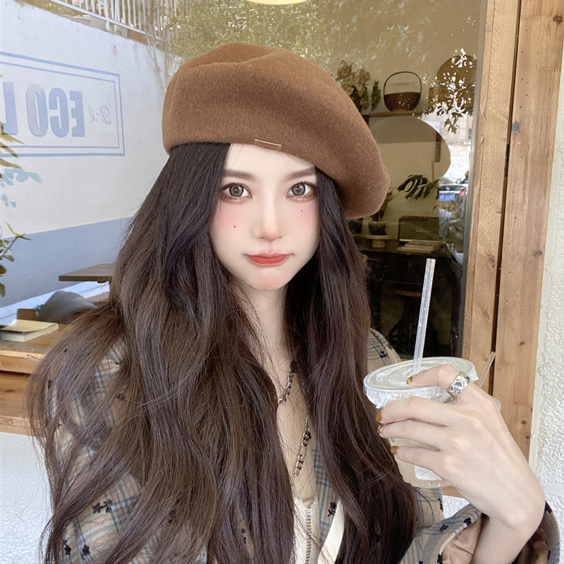 2021新款羊毛贝雷帽子女日系文艺复古法式画家帽大头围ins南瓜帽