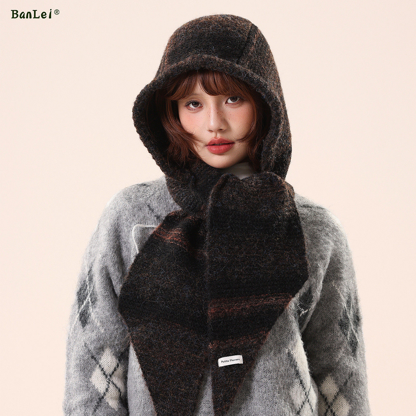 帽子女款2025新款冬季含羊毛复古围巾一体女保暖连帽针织拉法帽潮,服饰配件/皮带/帽子/围巾,帽子,淘宝优惠券,粉丝福利购,淘宝优惠卷