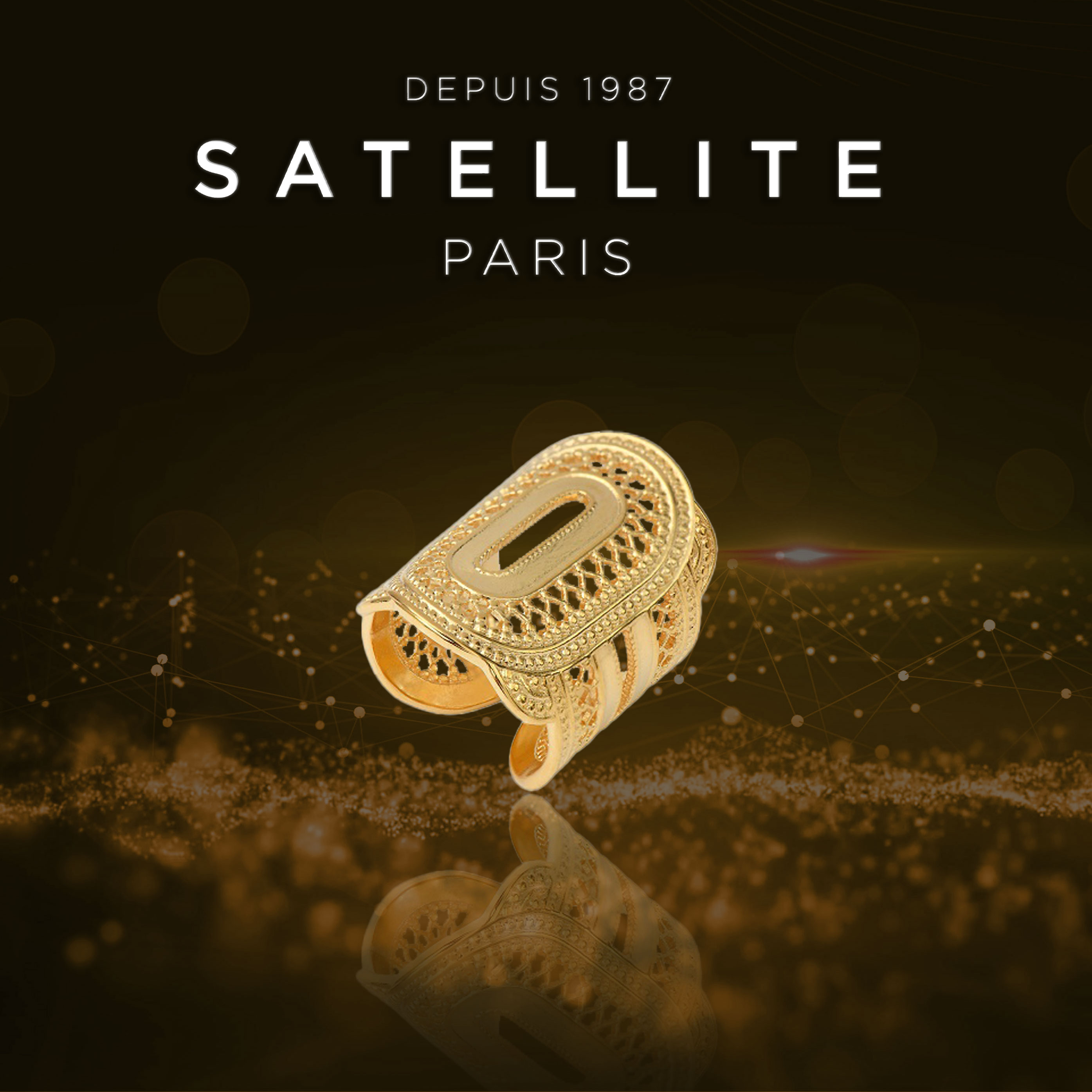 satellite女镀金轻奢小众风戒指