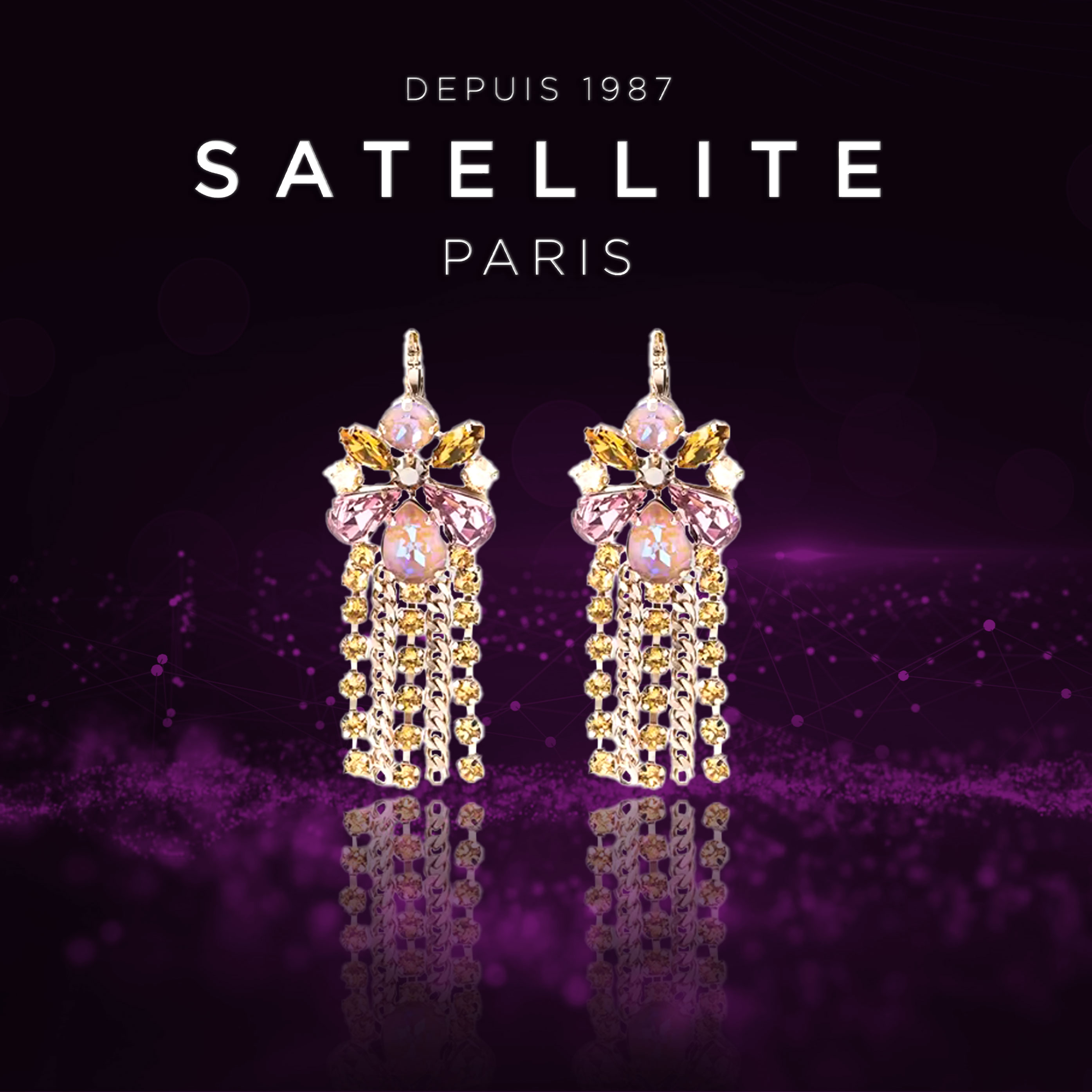 新潮satellite轻奢水晶耳坠