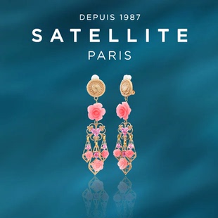 SATELLITE MIRAFLORES系列耳环女精致小众耳夹玫瑰花立体图案设计