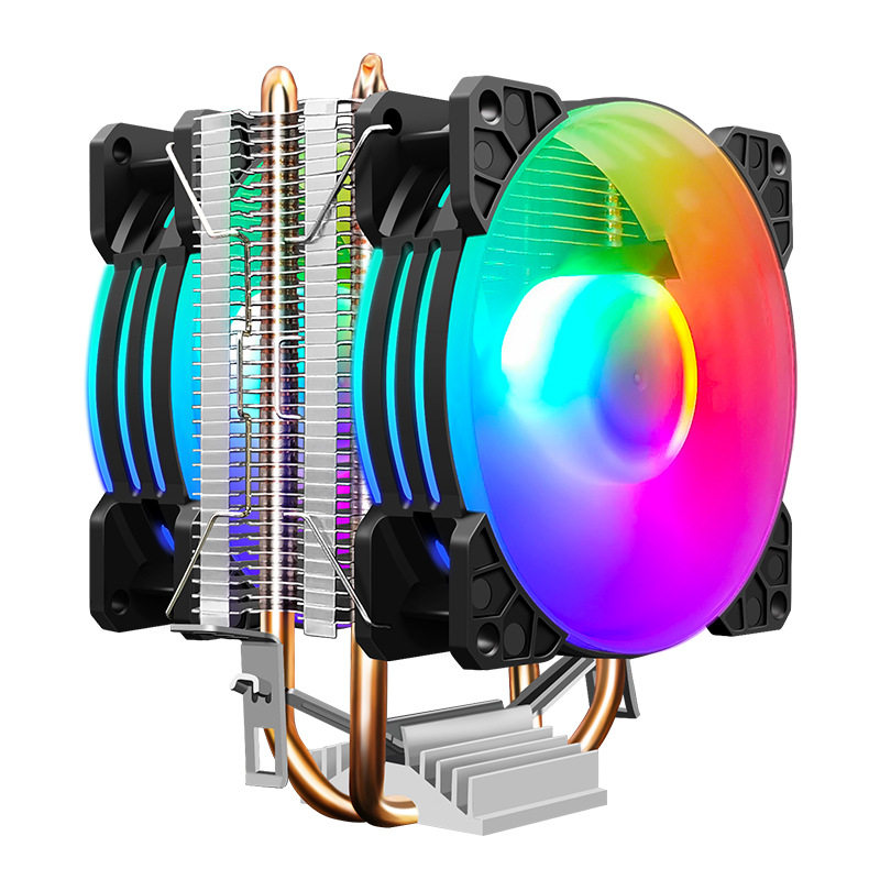 寒霜P2电脑CPU散热器 热管AMD静音9cm发光CPU风扇775风冷115X1366
