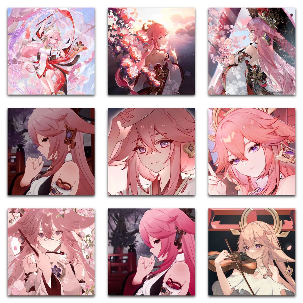 118张八重神子贴纸卡通可爱高颜值少女原神周边笔记本行李箱贴画