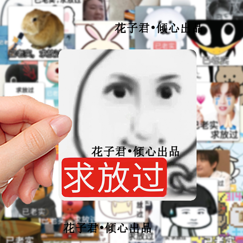 100张已老实求放过表情包贴纸搞笑梗图沙雕趣味爆款diy贴画防水