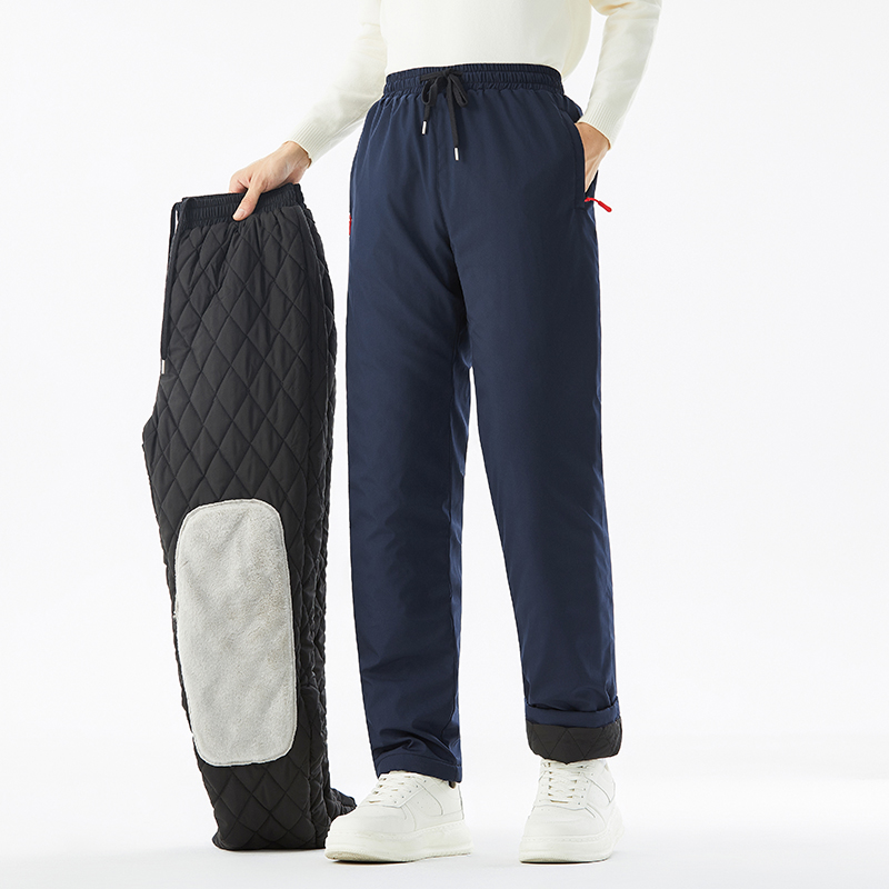 冬季男士防寒夹棉保暖裤子加绒加厚防风外穿休闲长裤简约大码卫裤
