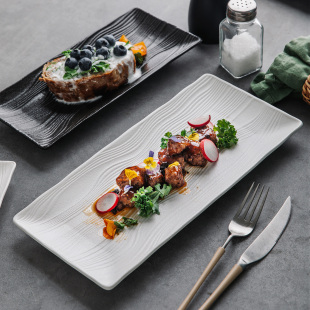 日式 长方形寿司盘西餐餐盘浅盘蛋糕甜品盘子商用糕点摆盘水果托盘