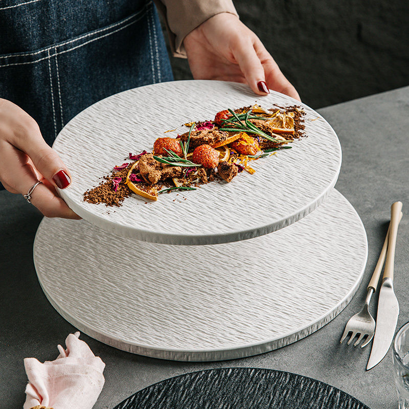 高级感西餐餐盘牛排餐盘酒店商用蛋糕甜品托盘点心盘子圆形平盘