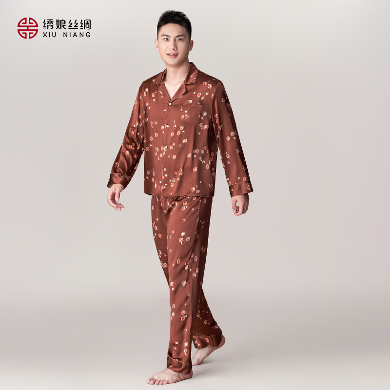 绣娘丝绸男士真丝睡衣