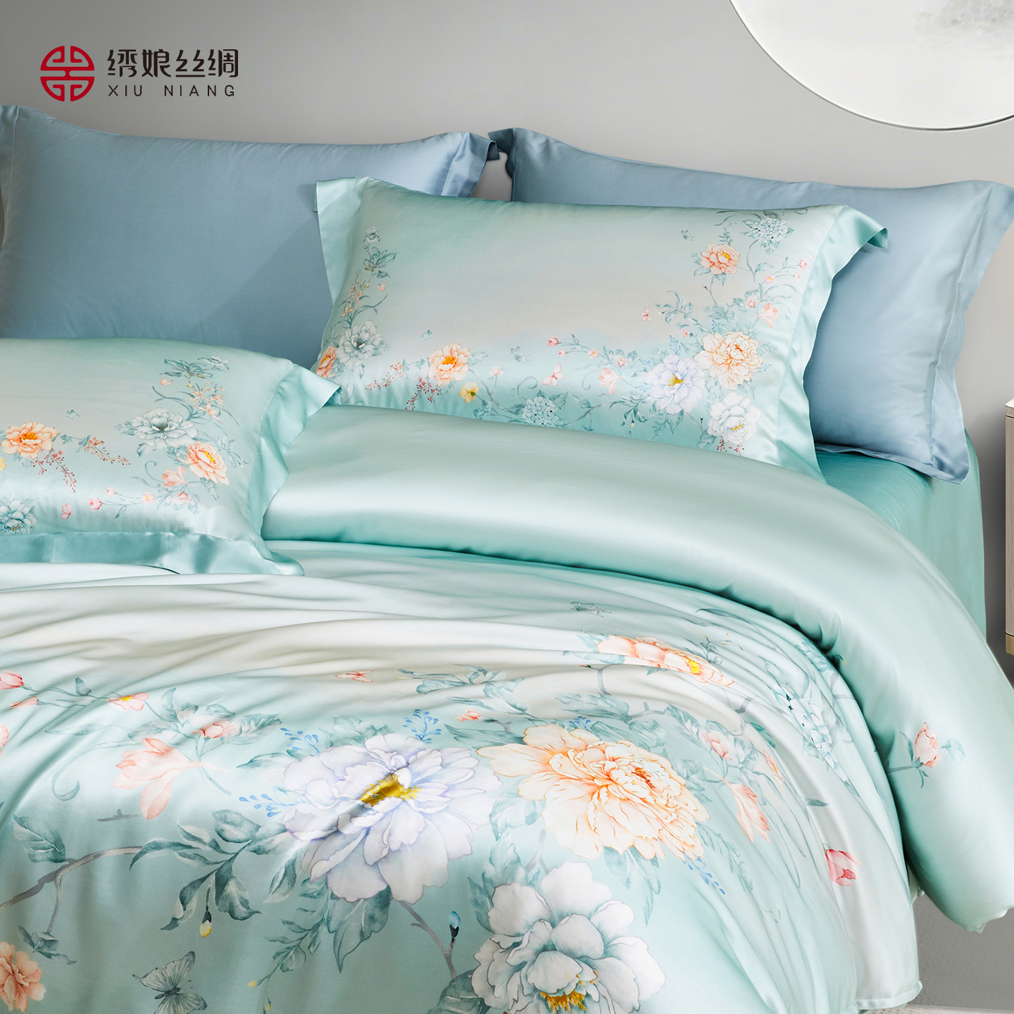 绣娘丝绸新款冬季真丝四件套100%桑蚕丝面料被套床单高端国风床品