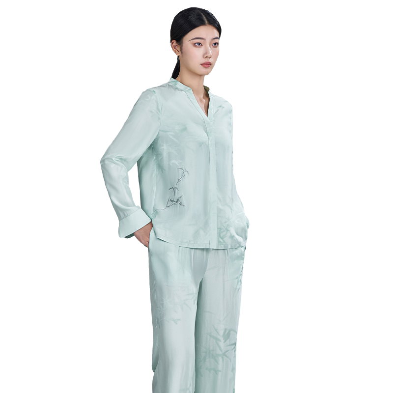 绣娘丝绸高端桑蚕丝睡衣刺绣绣花礼盒可外穿真丝新中式风家居服