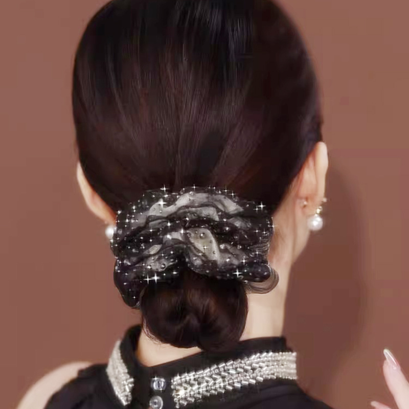 韩国水钻发圈大肠圈盘发马尾头绳