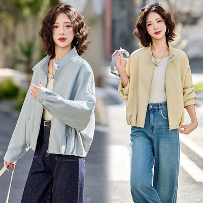 立领浅色外套百搭宽松夹克