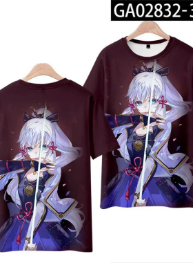 原神短袖T恤周边神子万叶刻晴胡桃魈神里凌华cos痛衣服男女动漫
