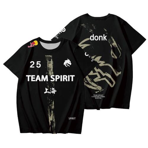 26款Spirit上海major绿龙donk同款队服 短袖CS2电竞比赛短袖t恤go