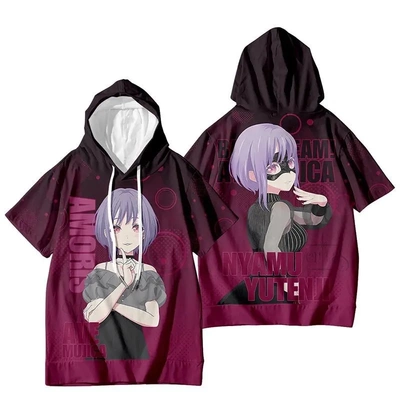 BanG Dream Ave Mujica周边连帽短袖T恤若叶睦 初华cos痛衣服