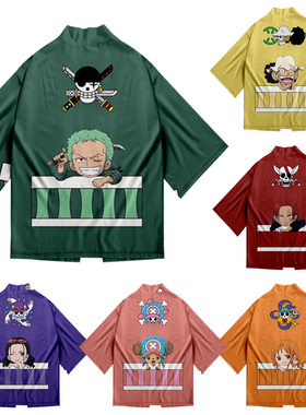 速卖通外贸海贼王 ONE PIECE 动漫周边3D数码印花夏季和服披风