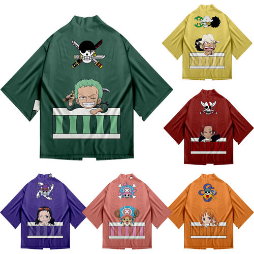 速卖通外贸海贼王 ONE PIECE 动漫周边3D数码印花夏季和服披风