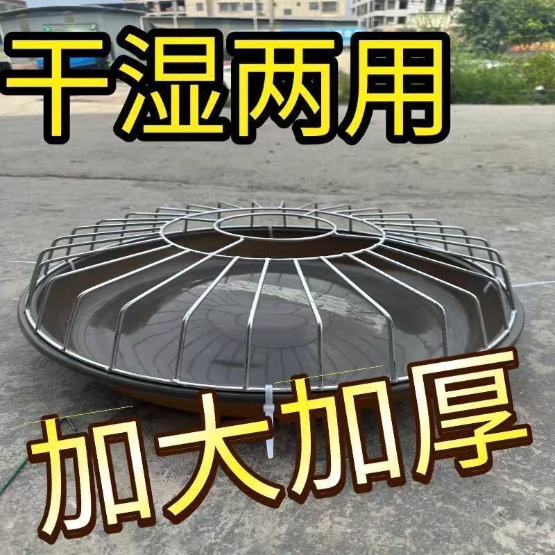 特厚家用喂鸡食槽料槽鸡鸭鹅自动喂食器补料盆圆形高压牛筋不锈钢