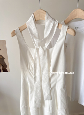 长白色黑色纯欲蕾丝飘带女细长条丝巾发带绑发装饰领巾腰带春夏