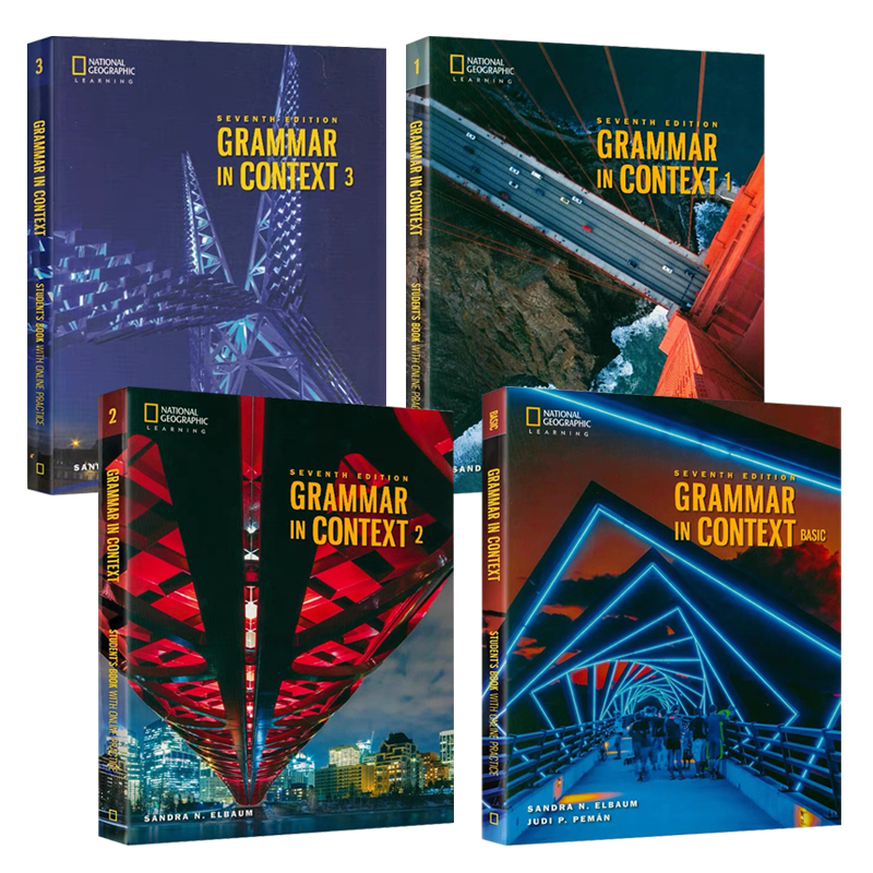 美国国家地理第七版语法教材Grammar in Context BASIC预备级/1/2/3级课本带在线账号Student Book Online Practice Sticker CODE