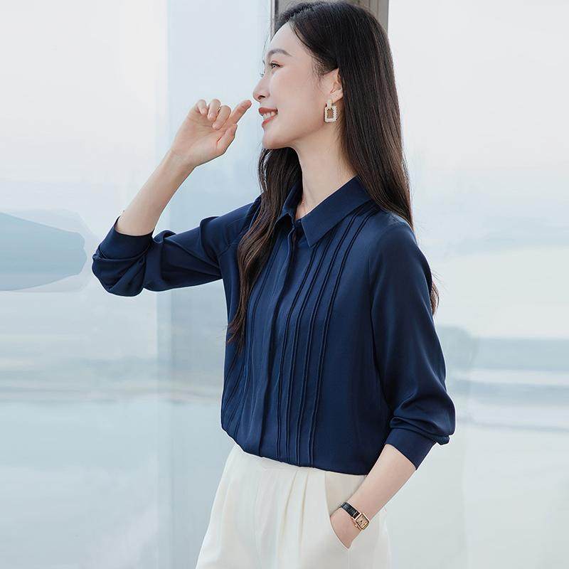 真丝衬衫女轻奢高级感白色长袖