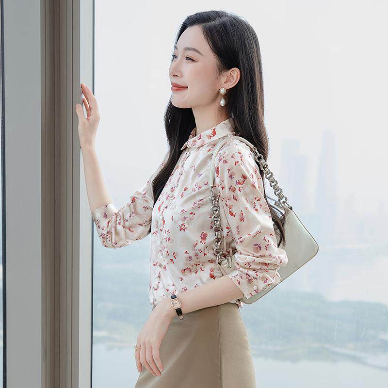 2025春季真丝衬衫女时尚碎花新款