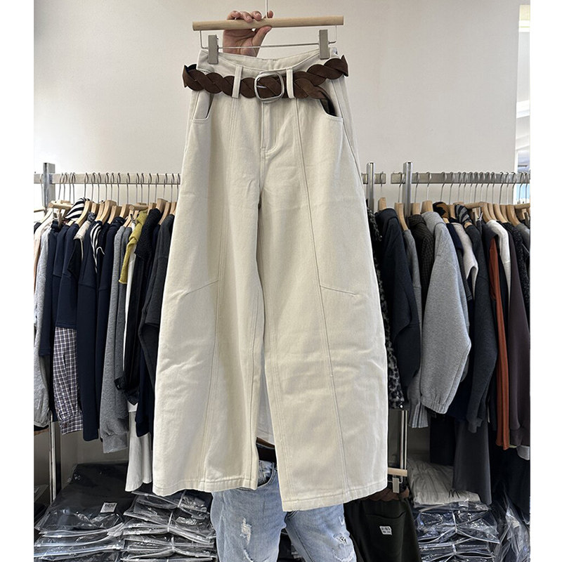 韩国K秋冬新款高腰宽松显瘦加绒阔腿牛仔裤女保暖休闲直筒裤,女装/女士精品,牛仔裤,淘宝优惠券,粉丝福利购,淘宝优惠卷