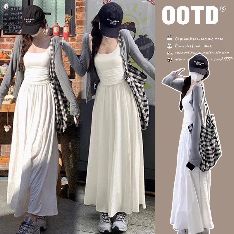 春装新款法式吊带孕妇连衣裙子高级感针织外套休闲孕妇套装