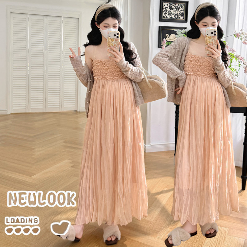 孕妇装连衣裙开衫套装春夏2026新款孕期宽松背心裙潮妈高级感穿搭