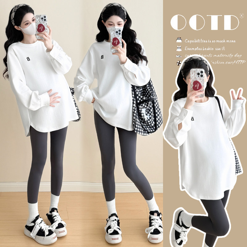 实拍 孕妇春装时尚简约休闲宽松长袖上衣孕妇卫衣