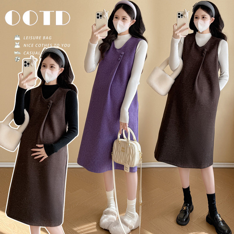 实拍 孕妇装春款无袖马甲裙简约气质背心裙两件套