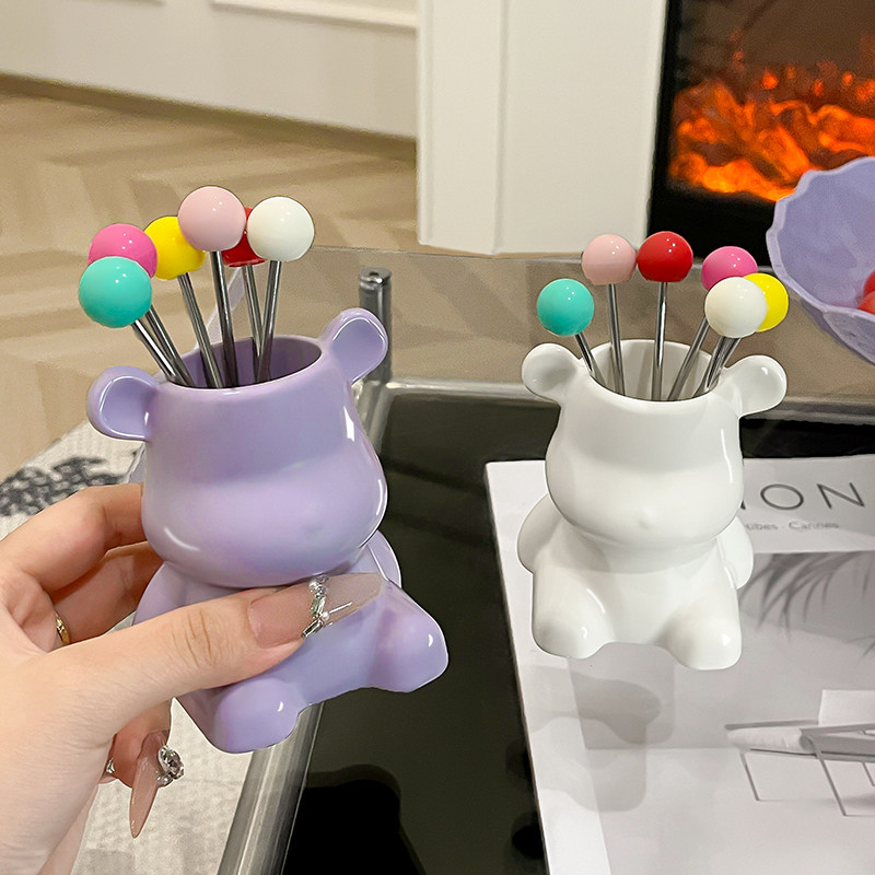 水果叉不锈钢高级感蛋糕甜品叉收纳罐家用创意可爱果签小叉子套装,餐饮具,水果叉/水果签,淘宝优惠券,粉丝福利购,淘宝优惠卷