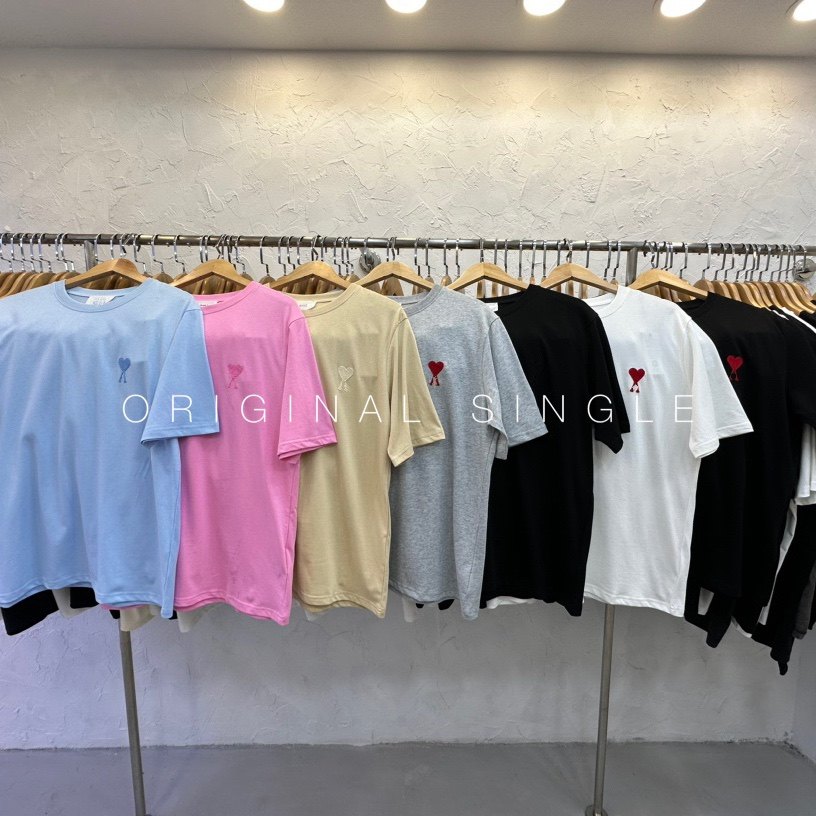 高端潮牌夏季爱心刺绣马卡龙休闲短袖T恤男女情侣宽松纯棉打底衫