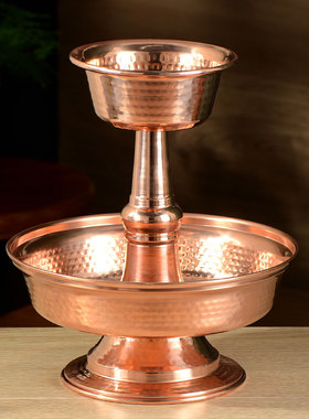 闯隆家用护杯摆件藏式铜雕花供杯
