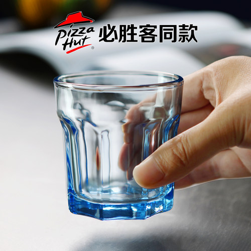 玻璃水杯蓝色八角杯必胜客同款