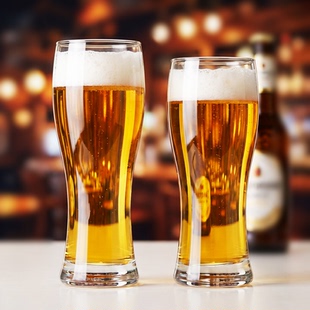 轻奢精酿玻璃啤酒杯大肚杯家用网红扎啤杯高脚杯大容量水晶酒杯