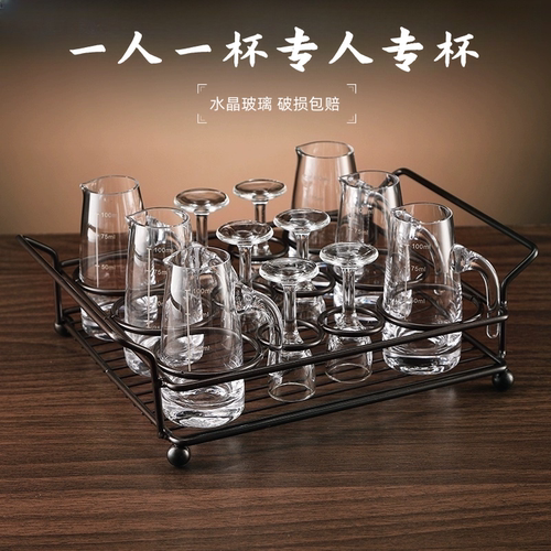 白酒杯水晶玻璃高脚刻花家用
