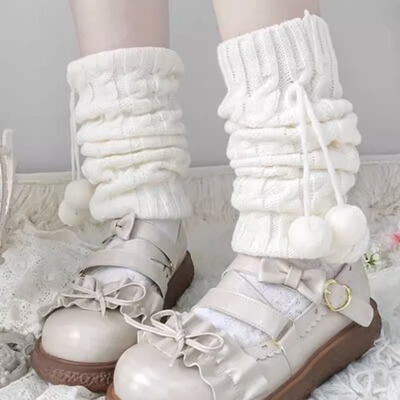 日系洛丽塔保暖护小腿套袜加厚Lolita萝莉短中筒堆堆袜套jk女可爱